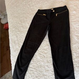 Michael Kors Black Straight Leg Pants with Gold Accents